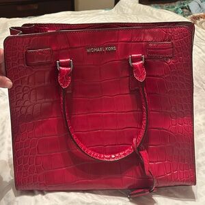 New! Michael Kors, Red Crocodile “Dillon” bag.